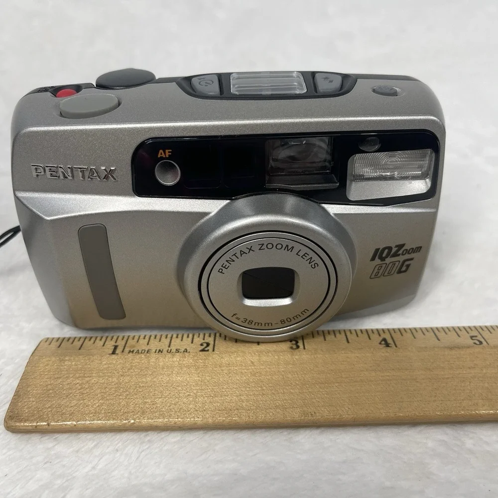 Pentax IQZoom 80G 35mm Point & Shoot Film Camera Bundle Case Manual Tested